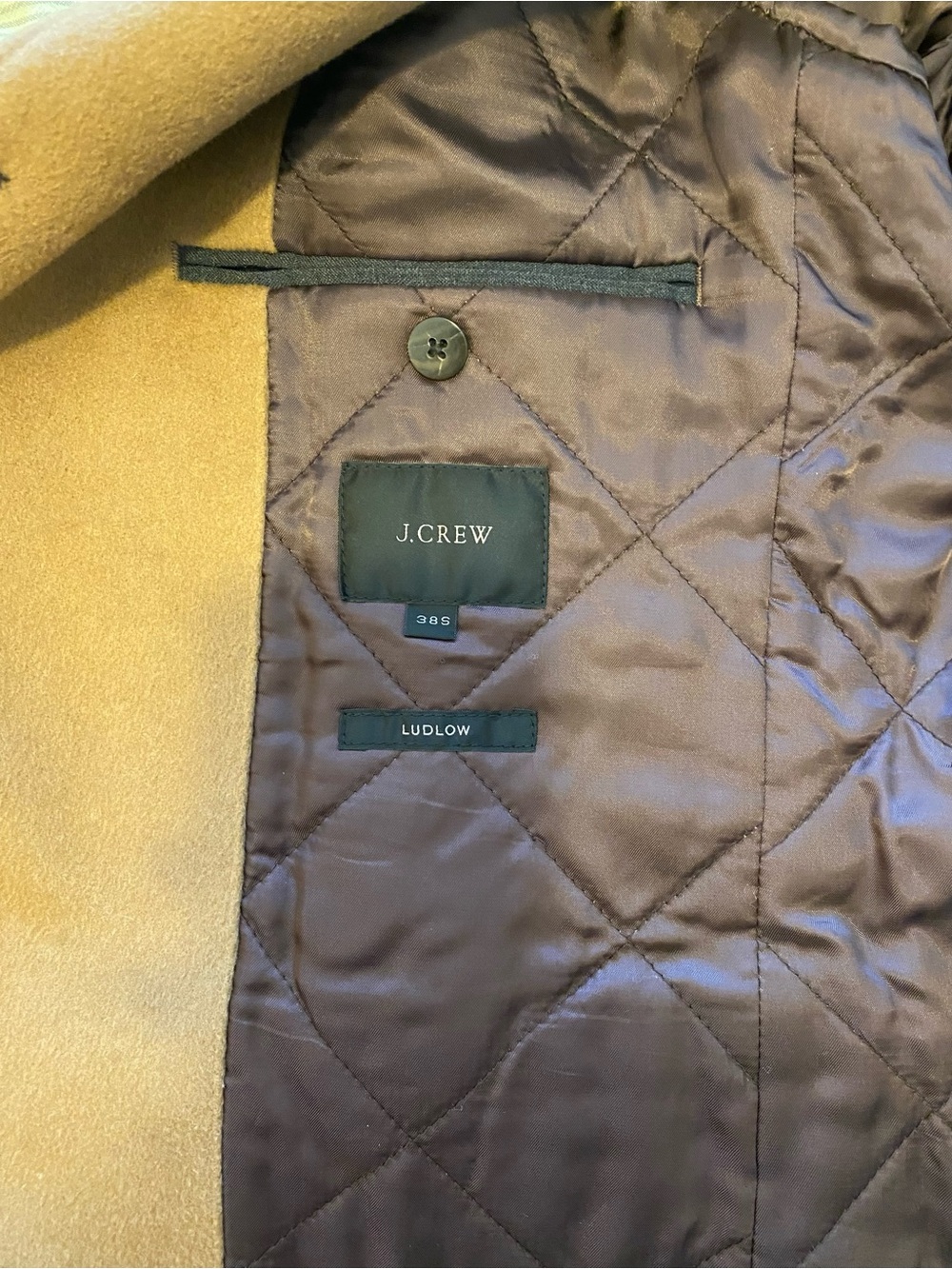 J. Crew Ludlow Wool and Cashmere Topcoat 38S Camel Tan - Picture 5 of 6